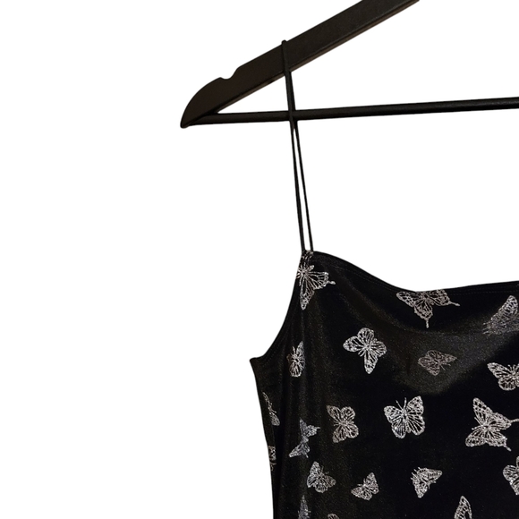 Motel Verdina Black Velour Glitter Butterfly Midi Dress - Picture 4 of 8